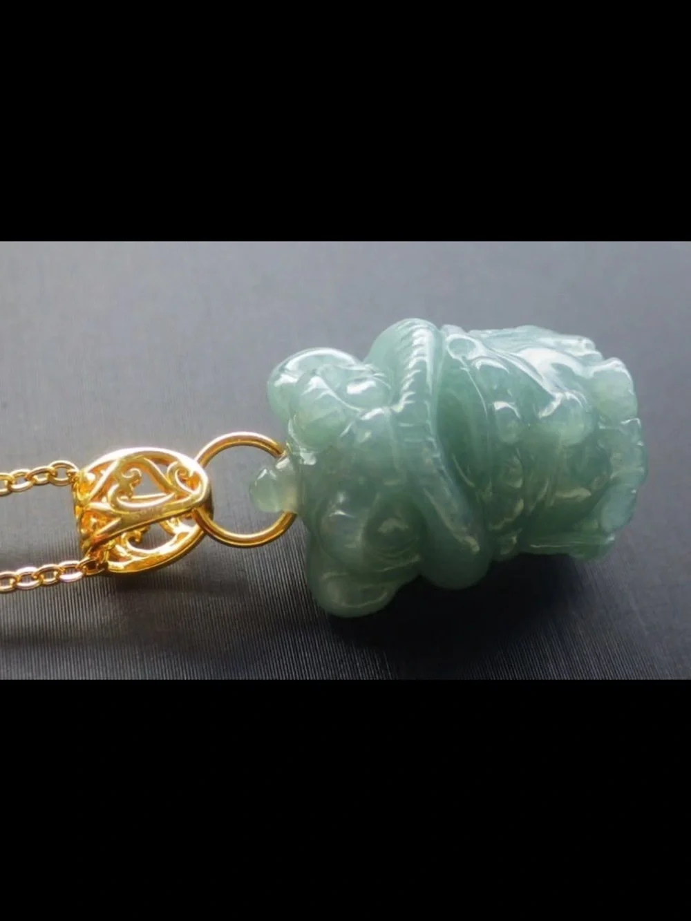 Certificate jadeite Jade Sterling silver 925 light green blue lion dance pendant